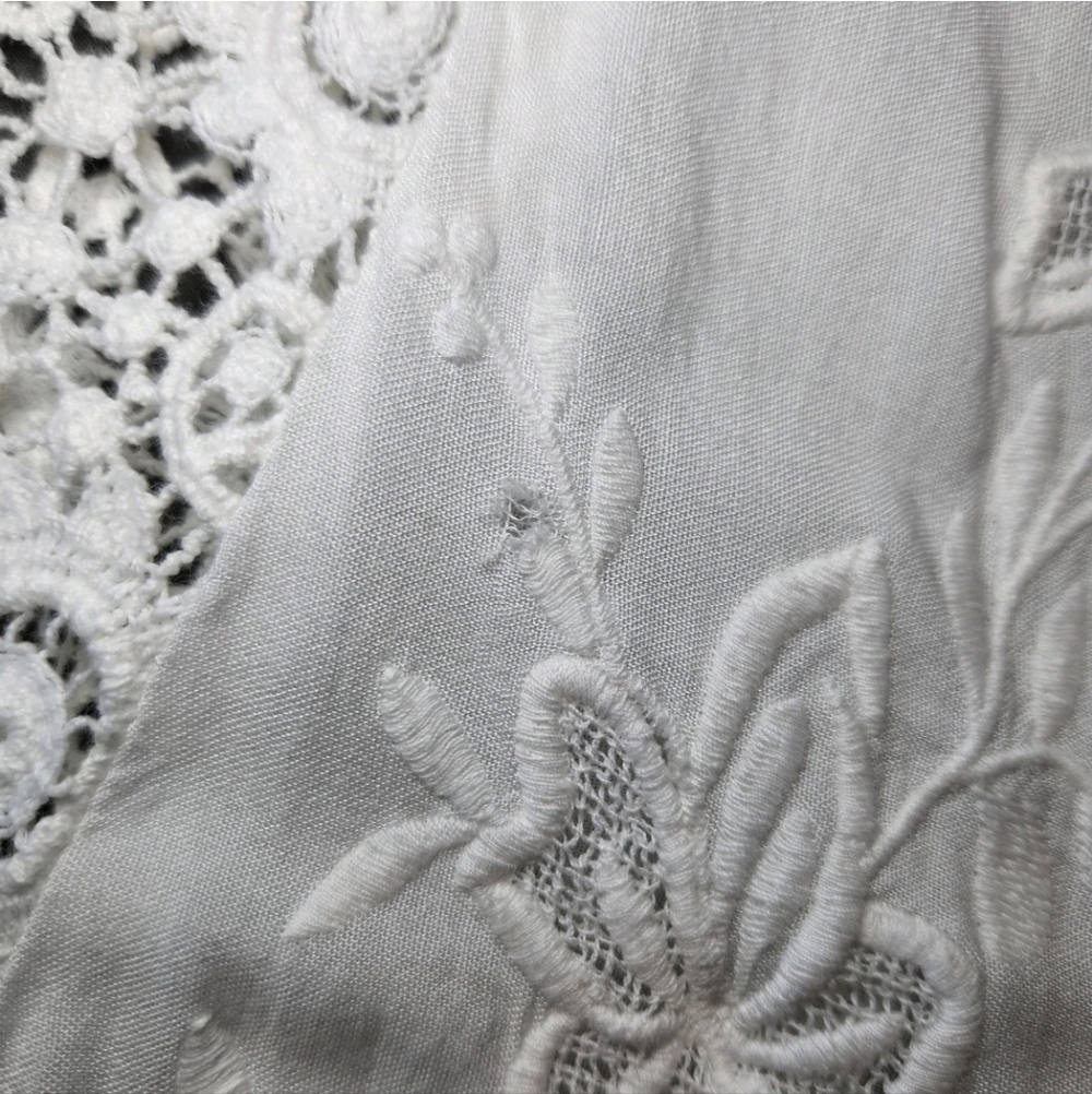 Soft Surroundings Renoir Top White Crochet Lace Scalloped 3/4 sleeve Size XS - Picture 5 of 5